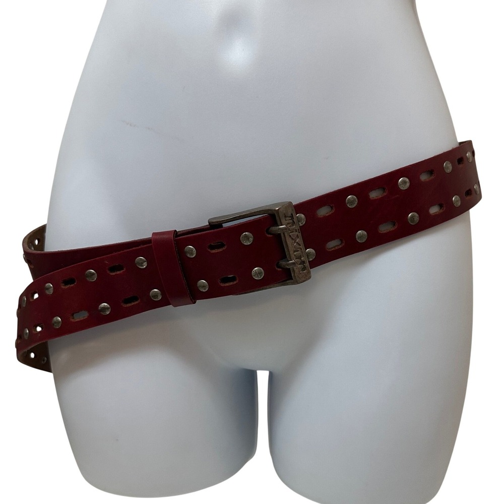 Nixon Burgundy Red Genuine Leather Studded Double Prong Belt Large 23903 Canada
